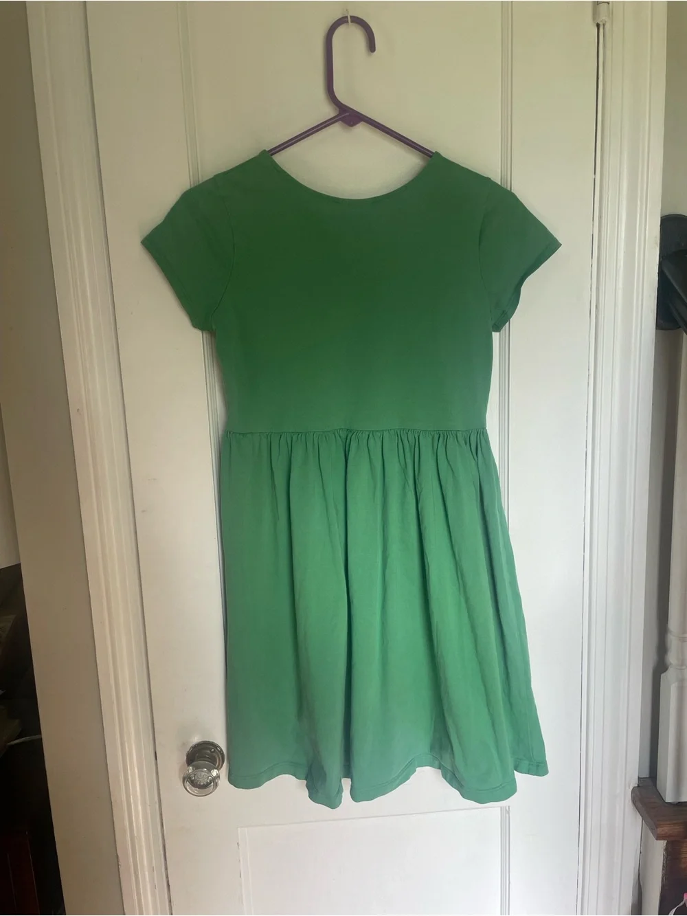 Hanna Andersson Solid Green Short Sleeve Twirl Dress Girls Size 14/16